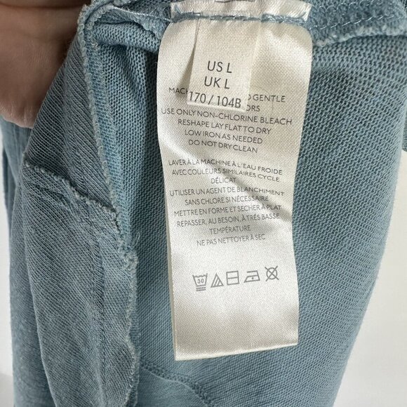 We The Free Blue Flowy V-Neck Short Sleeve Tunic Top Womens Size L - Picture 8 of 10